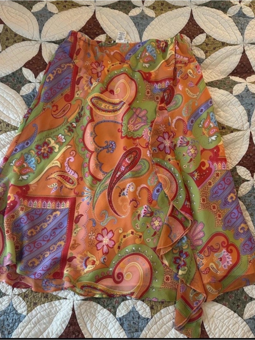 ✨ Fairycore Paisley Handkerchief Hem Midi Skirt | Y2K Whimsical Cottagecore - Picture 2 of 4